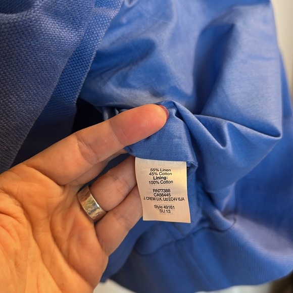 J.Crew Button Front Blue Apron Dress linen blend size 0 - Picture 6 of 7